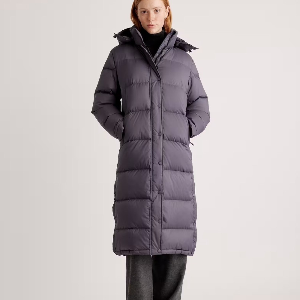 Quince Responsible Down Puffer Long Coat Storm Blue Large‎ New With Tags